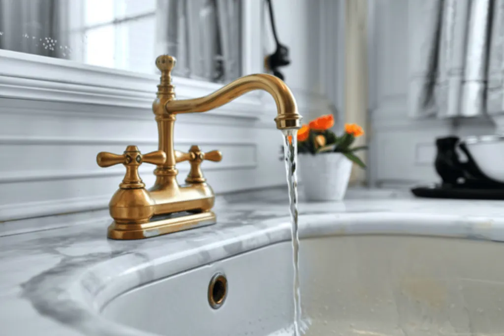 Who decided the hot water faucet should be on the left side?